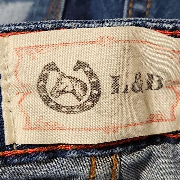 Lucky and Blessed Jeans Size 10 Blue Distressed Stretch Straight Leg - Picture 13 of 16